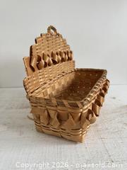 MaxSold Auction: Vintage Woven Hanging Wall Basket - Woven Storage Basket with Woven Back and Loop Hanger - Kingston (Ontario, Canada) SELLER MANAGED Downsizing Online Auction - Bishop Street