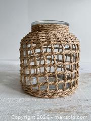 MaxSold Auction: Woven Rope Covered Clear Glass Vase Vessel  - Kingston (Ontario, Canada) SELLER MANAGED Downsizing Online Auction - Bishop Street