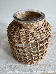 MaxSold Auction: Woven Rope Covered Clear Glass Vase Vessel  - Kingston (Ontario, Canada) SELLER MANAGED Downsizing Online Auction - Bishop Street