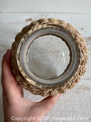 MaxSold Auction: Woven Rope Covered Clear Glass Vase Vessel  - Kingston (Ontario, Canada) SELLER MANAGED Downsizing Online Auction - Bishop Street