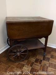 MaxSold Auction: Antique Solid Wood Serving Cart with Drop Leaves - Ajax (Ontario, Canada) SELLER MANAGED Downsizing Online Auction - Meekings Drive