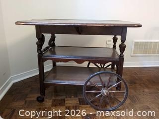 MaxSold Auction: Antique Solid Wood Serving Cart with Drop Leaves - Ajax (Ontario, Canada) SELLER MANAGED Downsizing Online Auction - Meekings Drive