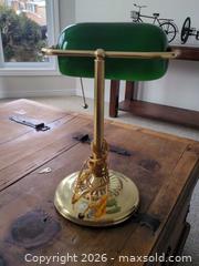 MaxSold Auction: Brass-Plated Banker's Desk Lamp with Green Glass Shade - Ajax (Ontario, Canada) SELLER MANAGED Downsizing Online Auction - Meekings Drive