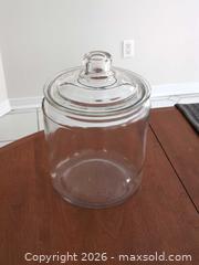 MaxSold Auction: Large Clear Glass Storage Jar with Lift-Off Lid - Ajax (Ontario, Canada) SELLER MANAGED Downsizing Online Auction - Meekings Drive
