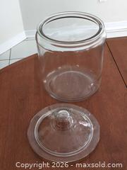MaxSold Auction: Large Clear Glass Storage Jar with Lift-Off Lid - Ajax (Ontario, Canada) SELLER MANAGED Downsizing Online Auction - Meekings Drive