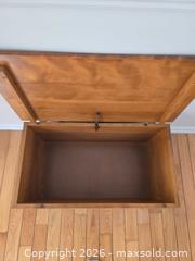 MaxSold Auction: Light Brown Veneer Storage Chest with Hinged Lid - Ajax (Ontario, Canada) SELLER MANAGED Downsizing Online Auction - Meekings Drive