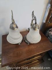 MaxSold Auction: Pair of Victorian Ornate Metal & Glass Table Lamps - Ajax (Ontario, Canada) SELLER MANAGED Downsizing Online Auction - Meekings Drive