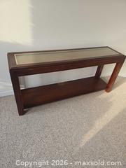 MaxSold Auction: Set of 4 Dark Brown Wood Tables with Glass Insets - Ajax (Ontario, Canada) SELLER MANAGED Downsizing Online Auction - Meekings Drive