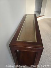 MaxSold Auction: Set of 4 Dark Brown Wood Tables with Glass Insets - Ajax (Ontario, Canada) SELLER MANAGED Downsizing Online Auction - Meekings Drive