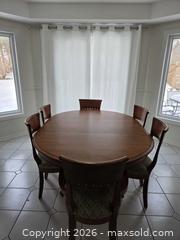 MaxSold Auction: Solid Wood Oval Dining Table Set, Medium Brown, Seats 6 - Ajax (Ontario, Canada) SELLER MANAGED Downsizing Online Auction - Meekings Drive