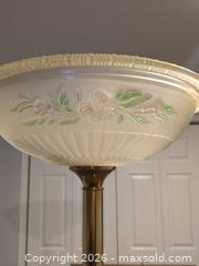 MaxSold Auction: Traditional Brass Floor Lamp with Glass Torchiere Shade - Ajax (Ontario, Canada) SELLER MANAGED Downsizing Online Auction - Meekings Drive
