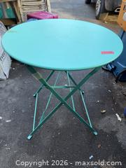MaxSold Auction: SMALL METAL FOLDING PATIO TABLE. SPACE SAVER. - Hamilton (Ontario, Canada) SELLER MANAGED Estate Sale Online Auction - St. Clair Avenue