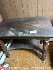 MaxSold Auction: Antique Dark Brown Solid Wood Desk with Drawer & Casters B - Kingston (Massachusetts, USA) PARTNER MANAGED Estate Sale Online Auction - Grove Street