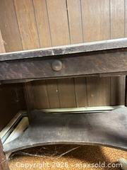 MaxSold Auction: Antique Dark Brown Solid Wood Desk with Drawer & Casters B - Kingston (Massachusetts, USA) PARTNER MANAGED Estate Sale Online Auction - Grove Street