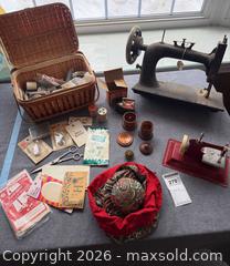 MaxSold Auction: Antique Singer & White Sewing Machine Parts with Basket & Notions B - Kingston (Massachusetts, USA) PARTNER MANAGED Estate Sale Online Auction - Grove Street