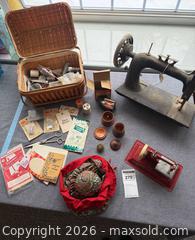 MaxSold Auction: Antique Singer & White Sewing Machine Parts with Basket & Notions B - Kingston (Massachusetts, USA) PARTNER MANAGED Estate Sale Online Auction - Grove Street