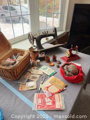 MaxSold Auction: Antique Singer & White Sewing Machine Parts with Basket & Notions B - Kingston (Massachusetts, USA) PARTNER MANAGED Estate Sale Online Auction - Grove Street