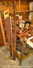 MaxSold Auction: Antique Two-Man Saw, Hammers, Everedy Clamp & Columbia Scale B - Kingston (Massachusetts, USA) PARTNER MANAGED Estate Sale Online Auction - Grove Street