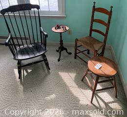 MaxSold Auction: Assorted Vintage Wooden Chairs & Small Furniture Lot B - Kingston (Massachusetts, USA) PARTNER MANAGED Estate Sale Online Auction - Grove Street