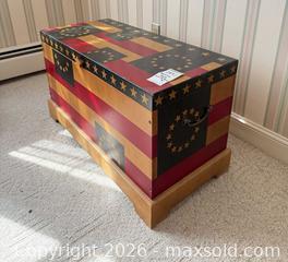 MaxSold Auction: Blanket Chest / Storage Trunk, Patriotic Primitive Rustic B - Kingston (Massachusetts, USA) PARTNER MANAGED Estate Sale Online Auction - Grove Street