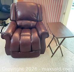 MaxSold Auction: La-Z-Boy Brown Bonded Leather Recliner Chair with Folding TV Table B - Kingston (Massachusetts, USA) PARTNER MANAGED Estate Sale Online Auction - Grove Street