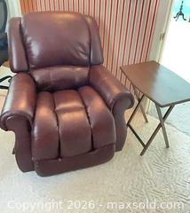 MaxSold Auction: La-Z-Boy Brown Bonded Leather Recliner Chair with Folding TV Table B - Kingston (Massachusetts, USA) PARTNER MANAGED Estate Sale Online Auction - Grove Street
