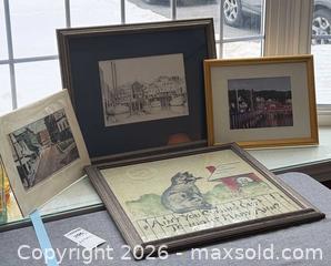 MaxSold Auction: Lot of 4 Framed Prints — Coastal, Street, Landscape & Animal A - Kingston (Massachusetts, USA) PARTNER MANAGED Estate Sale Online Auction - Grove Street