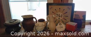 MaxSold Auction: Mixed Decorative Glass, Milk Glass & Ceramic Framed Clock Lot B - Kingston (Massachusetts, USA) PARTNER MANAGED Estate Sale Online Auction - Grove Street