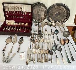 MaxSold Auction: Mixed Silverplate & Stainless Flatware and Serving Pieces Lot B - Kingston (Massachusetts, USA) PARTNER MANAGED Estate Sale Online Auction - Grove Street