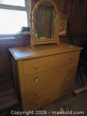 MaxSold Auction: Solid Wood Mustard Yellow Dresser with Mirror, 4 Drawers B - Kingston (Massachusetts, USA) PARTNER MANAGED Estate Sale Online Auction - Grove Street