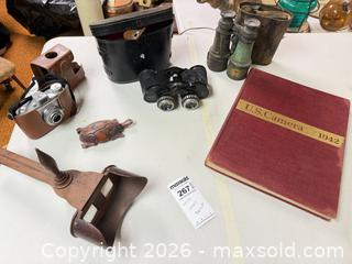 MaxSold Auction: Vintage Kodak Pony 828 Camera, Embassy Binoculars, 1942 U.S. Camera Book A - Kingston (Massachusetts, USA) PARTNER MANAGED Estate Sale Online Auction - Grove Street