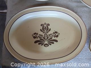 MaxSold Auction: Pfaltzgraff "Village" Stoneware Serving Set - 6 Pieces - Made in USA - Vintage - Sun City (Arizona, USA) SELLER MANAGED Reseller Online Auction - West Forrester Drive