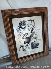 MaxSold Auction: Vintage Alaskan Wildlife Etched Marble Art - Alaska Mint / Kiana - Artist: Bill Devine (c. 1977) - Sun City (Arizona, USA) SELLER MANAGED Reseller Online Auction - West Forrester Drive