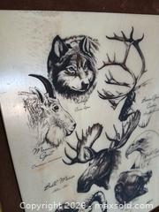 MaxSold Auction: Vintage Alaskan Wildlife Etched Marble Art - Alaska Mint / Kiana - Artist: Bill Devine (c. 1977) - Sun City (Arizona, USA) SELLER MANAGED Reseller Online Auction - West Forrester Drive