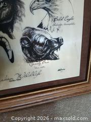 MaxSold Auction: Vintage Alaskan Wildlife Etched Marble Art - Alaska Mint / Kiana - Artist: Bill Devine (c. 1977) - Sun City (Arizona, USA) SELLER MANAGED Reseller Online Auction - West Forrester Drive