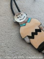 MaxSold Auction: Vintage Zuni Sterling Silver "Charlie Brown" Mosaic Inlay Bolo Tie - Sun City (Arizona, USA) SELLER MANAGED Reseller Online Auction - West Forrester Drive