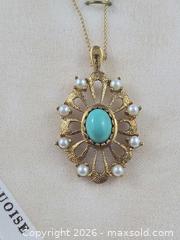 MaxSold Auction: 10K Yellow Gold Turquoise Pendant Necklace with Pearls - Metro Vancouver A (British Columbia, Canada) PARTNER MANAGED Estate Sale Online Auction - Allison Road