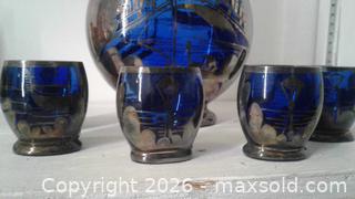 MaxSold Auction: Cobalt Blue Decanter with 6 Glasses, Silver Lustre Overlay - Metro Vancouver A (British Columbia, Canada) PARTNER MANAGED Estate Sale Online Auction - Allison Road