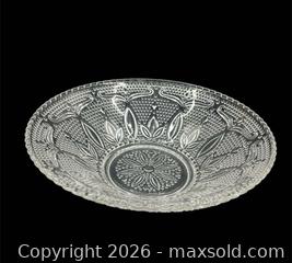 MaxSold Auction: Vintage Federal Glass Heritage Pattern  8” Clear Fruit Bowl - Cumming (Georgia, USA) SELLER MANAGED Estate Sale Online Auction -  James Burgess Road (STORAGE)