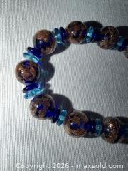 MaxSold Auction: MURANO GLASS BLUE & BROWN BRACELET W GOLD CLASP - Warwick Township (Pennsylvania, USA) SELLER MANAGED Estate Sale Online Auction - Crocker Lane