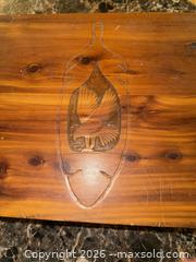 MaxSold Auction: UNIQUE RARE CEDAR CHEST 18.5x12.25x6.5” cedar box WITH EAGLE IN A ACORN CARVING  - Warwick Township (Pennsylvania, USA) SELLER MANAGED Estate Sale Online Auction - Crocker Lane