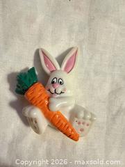 MaxSold Auction: VINTAGE 2” 3D PLASTIC EASTER BUNNY W/ A CARROT PIN BROOCH  - Warwick Township (Pennsylvania, USA) SELLER MANAGED Estate Sale Online Auction - Crocker Lane