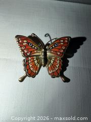 MaxSold Auction: VINTAGE GOLD TONE ORANGE ENAMEL BUTTERFLY BROOCH &/ OR PENDANT FROM early 1900’s  - Warwick Township (Pennsylvania, USA) SELLER MANAGED Estate Sale Online Auction - Crocker Lane
