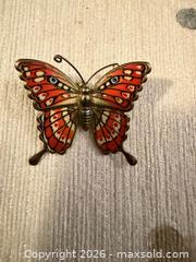 MaxSold Auction: VINTAGE GOLD TONE ORANGE ENAMEL BUTTERFLY BROOCH &/ OR PENDANT FROM early 1900’s  - Warwick Township (Pennsylvania, USA) SELLER MANAGED Estate Sale Online Auction - Crocker Lane
