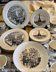 MaxSold Auction: Dinner Set Mikasa Ultima + Super Strong Fine China HK114 Parisian Scenes 35 pieces - Toronto (Ontario, Canada) SELLER MANAGED Downsizing Online Auction - Weston Road (CONDO)