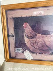 MaxSold Auction: Framed Wood & Glass Chicken Farmhouse Print by Alexander Pope, Country Kitchen First Prize - Toronto (Ontario, Canada) SELLER MANAGED Downsizing Online Auction - Weston Road (CONDO)