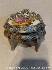 MaxSold Auction: Italian Silver-Plated Rococo Jewelry Box with Porcelain Love Story Style  - Toronto (Ontario, Canada) SELLER MANAGED Downsizing Online Auction - Weston Road (CONDO)