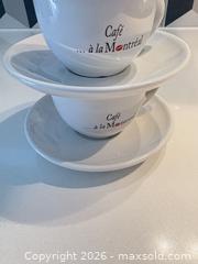 MaxSold Auction: Café ... à la Montréal Ceramic Espresso Cup and Saucer Set, 2pc - Toronto (Ontario, Canada) SELLER MANAGED Downsizing Online Auction - Poplar Plains Road