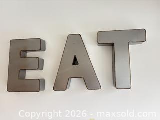 MaxSold Auction: Metal 'EAT' Wall Marquee Letters - Distressed Silver - Toronto (Ontario, Canada) SELLER MANAGED Downsizing Online Auction - Poplar Plains Road