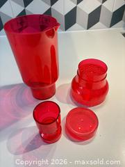 MaxSold Auction: Red Plastic/Acrylic 4-Piece Cocktail Shaker Set IKEA  - Toronto (Ontario, Canada) SELLER MANAGED Downsizing Online Auction - Poplar Plains Road